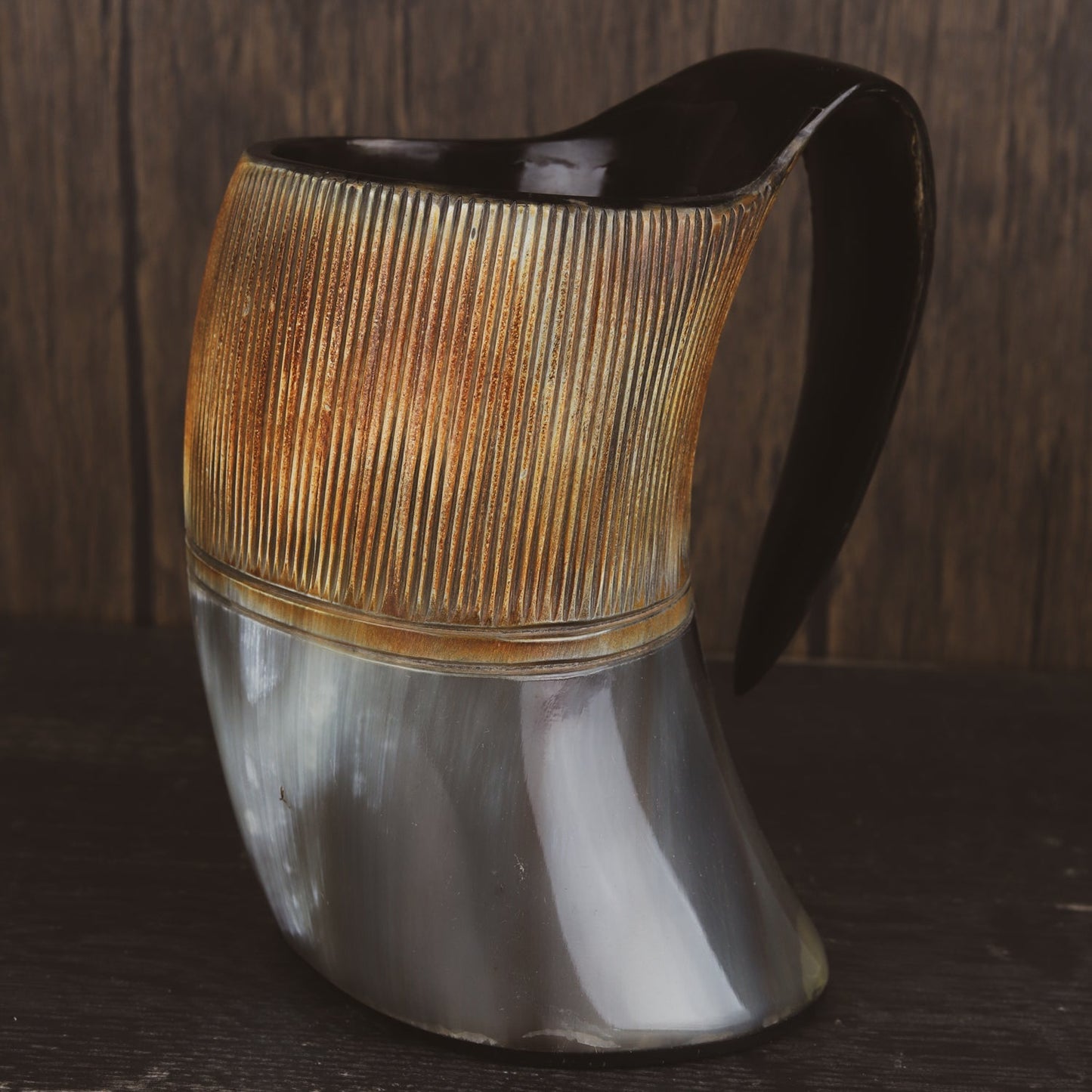 USA Shipping Only - Viking Drinking Horns - Carved Drinking Horn Mug with Medieval Burlap Sack