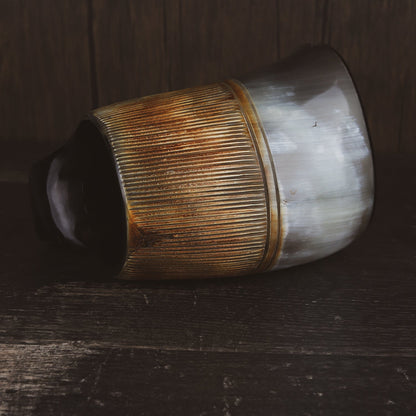USA Shipping Only - Viking Drinking Horns - Carved Drinking Horn Mug with Medieval Burlap Sack