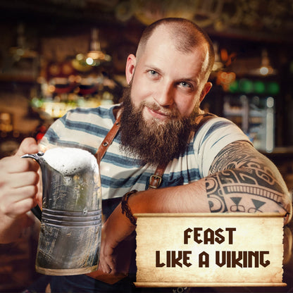 USA SHIPPING ONLY - VikingsBrand 30 oz. Ox Horn Beer Mug Set with Bottle Opener and Medieval Shot Glass for Ale