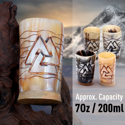 USA SHIPPING ONLY - VikingsBrand 7 oz. Viking Ox Horn Shoot Glasses Set of 4