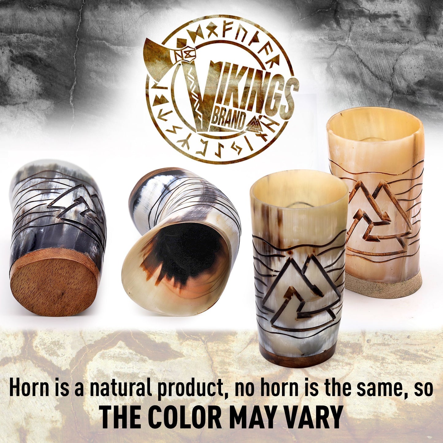 USA SHIPPING ONLY - VikingsBrand 7 oz. Viking Ox Horn Shoot Glasses Set of 4