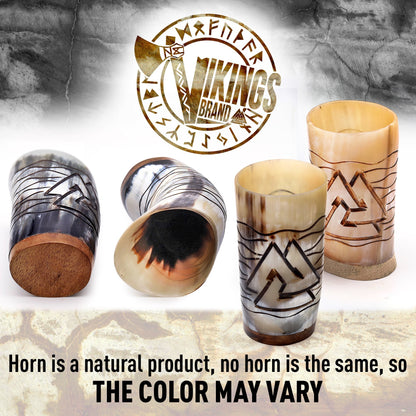 USA SHIPPING ONLY - VikingsBrand 7 oz. Viking Ox Horn Shoot Glasses Set of 4