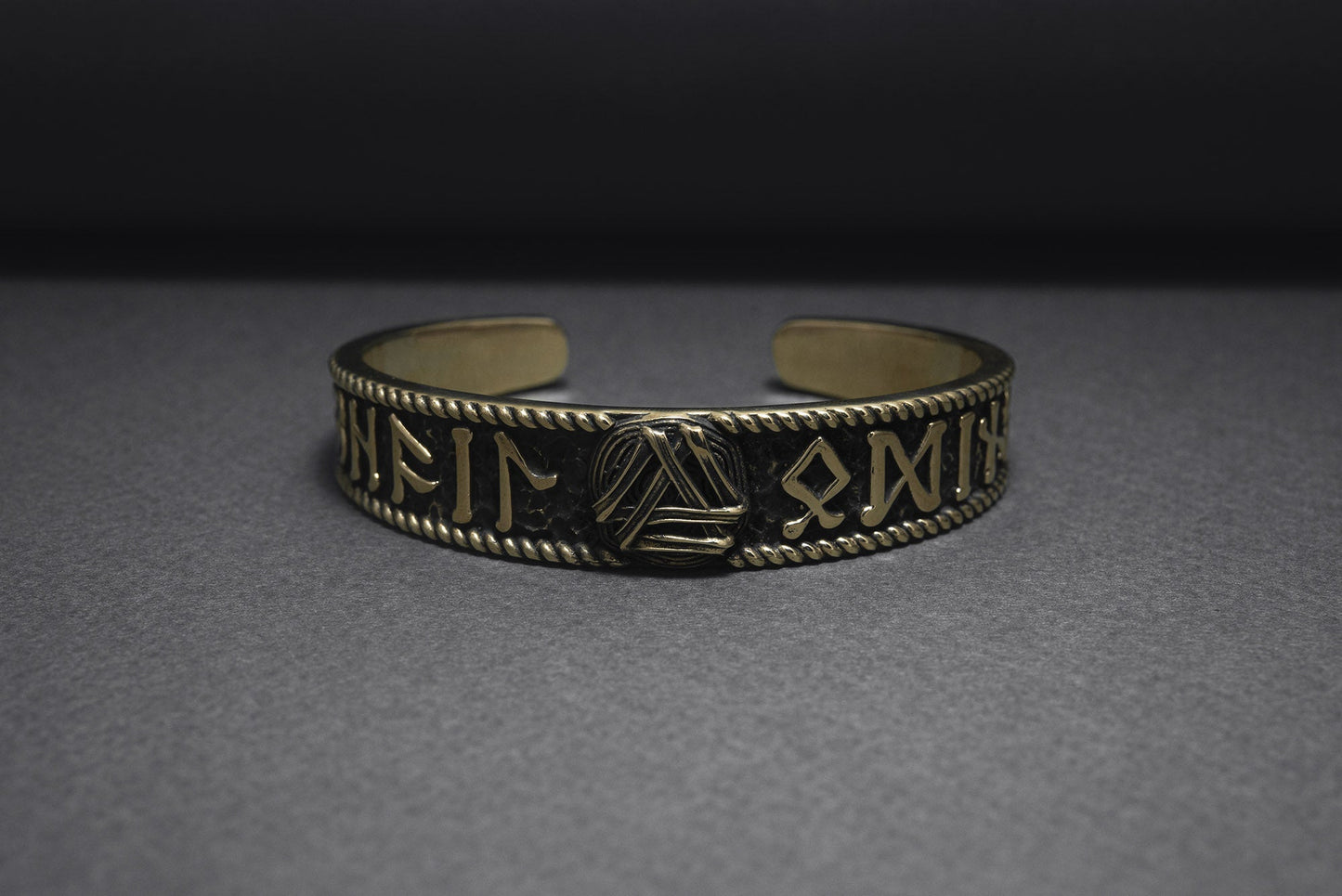 Valknut and Elder Futhark runes Arm Ring - Viking Bracelet