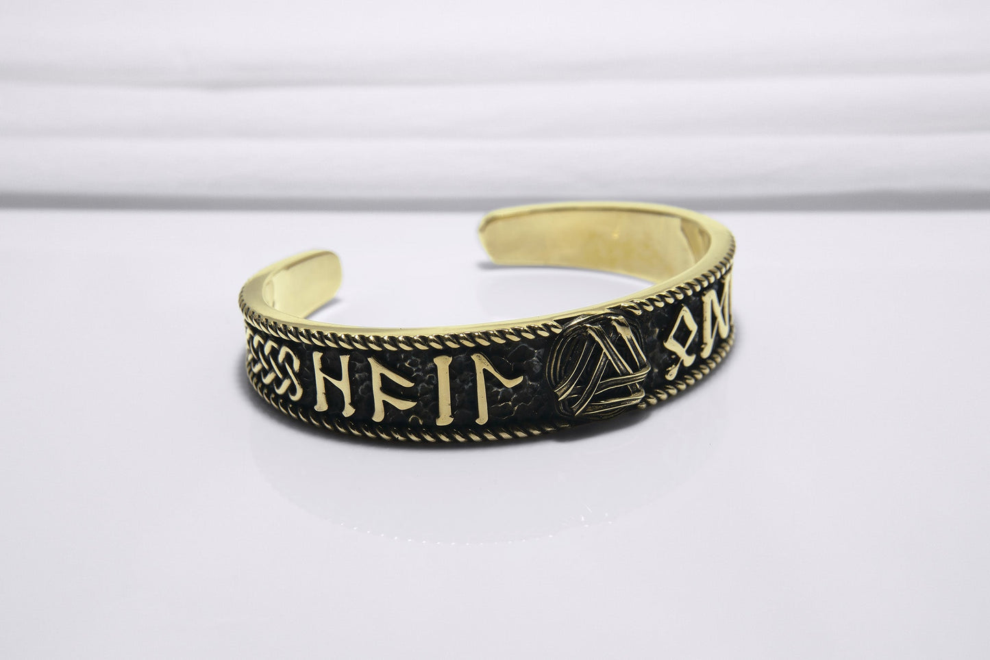Valknut and Elder Futhark runes Arm Ring - Viking Bracelet