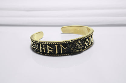 Valknut and Elder Futhark runes Arm Ring - Viking Bracelet