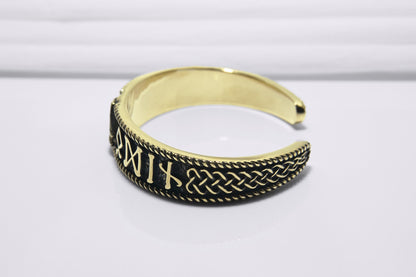 Valknut and Elder Futhark runes Arm Ring - Viking Bracelet