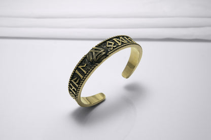 Valknut and Elder Futhark runes Arm Ring - Viking Bracelet