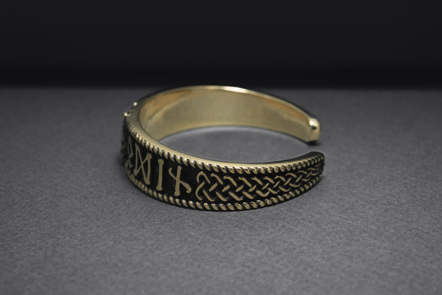 Valknut and Elder Futhark runes Arm Ring - Viking Bracelet
