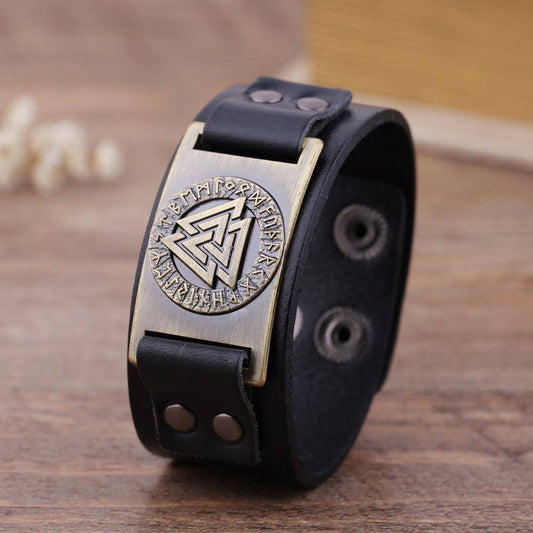 Valknut Leather Bracelet - VikingsBrand