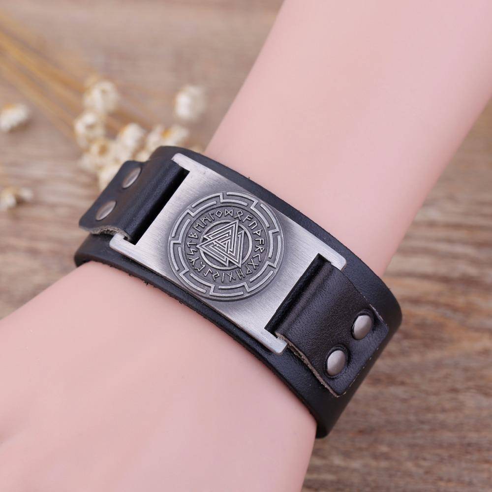 Valknut Leather Bracelet - Art. 115 - VikingsBrand