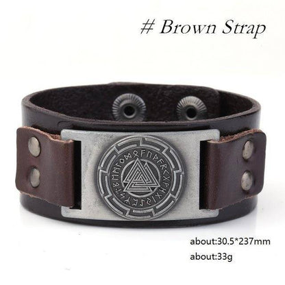 Valknut Leather Bracelet - Art. 115 - VikingsBrand
