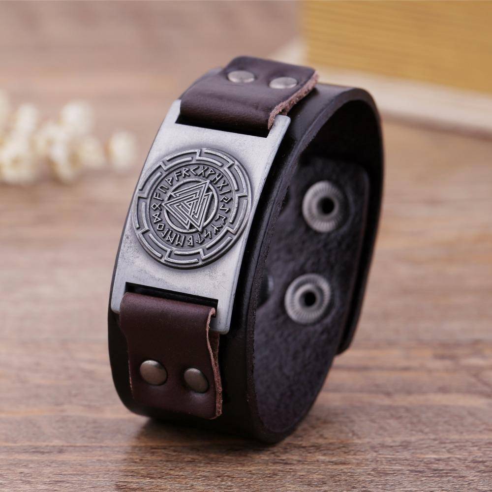 Valknut Leather Bracelet - Art. 115 - VikingsBrand
