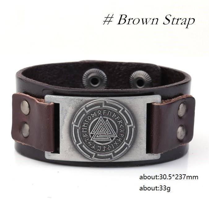 Valknut Leather Bracelet - Art. 115 - VikingsBrand