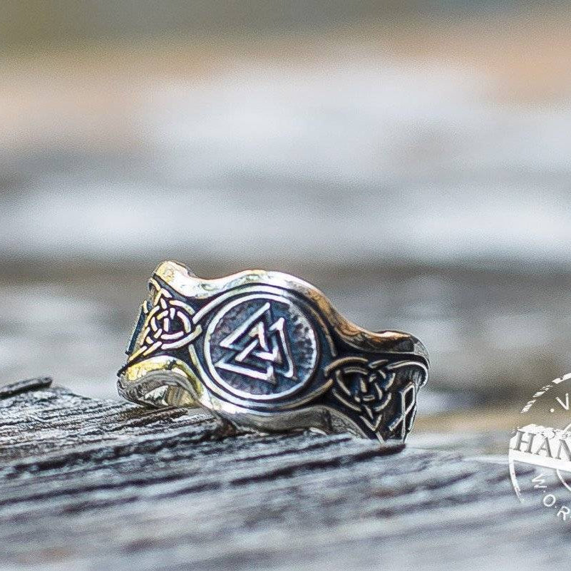 Valknut Ring With HAIL ODIN Runes - VikingsBrand