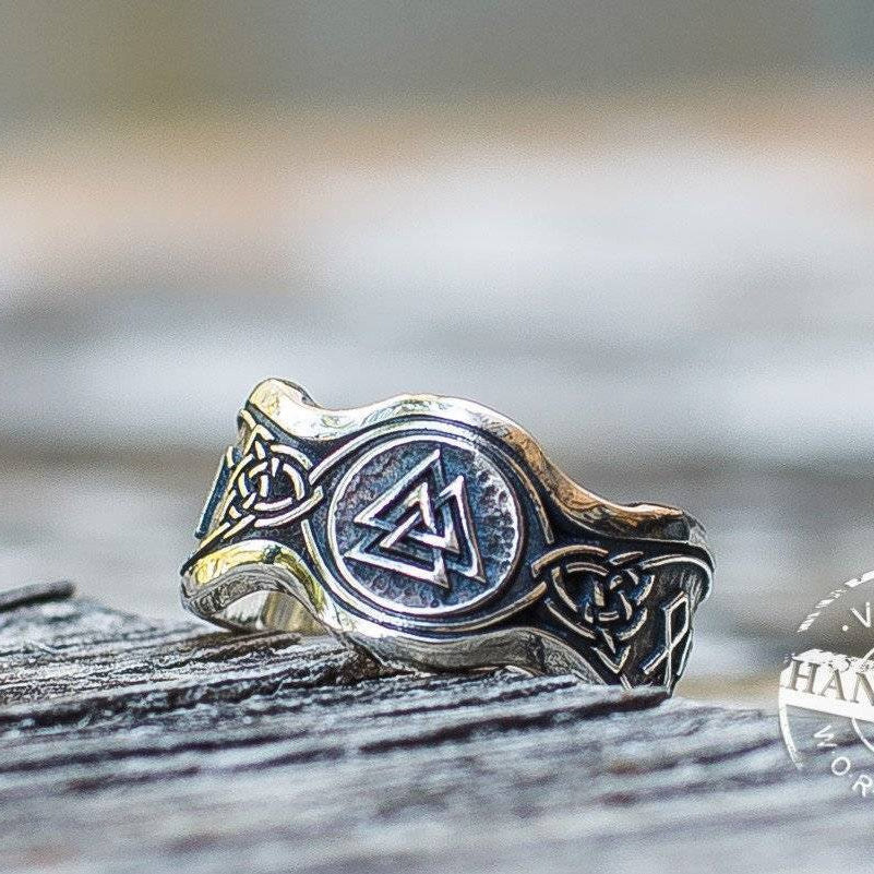 Valknut Ring With HAIL ODIN Runes - VikingsBrand