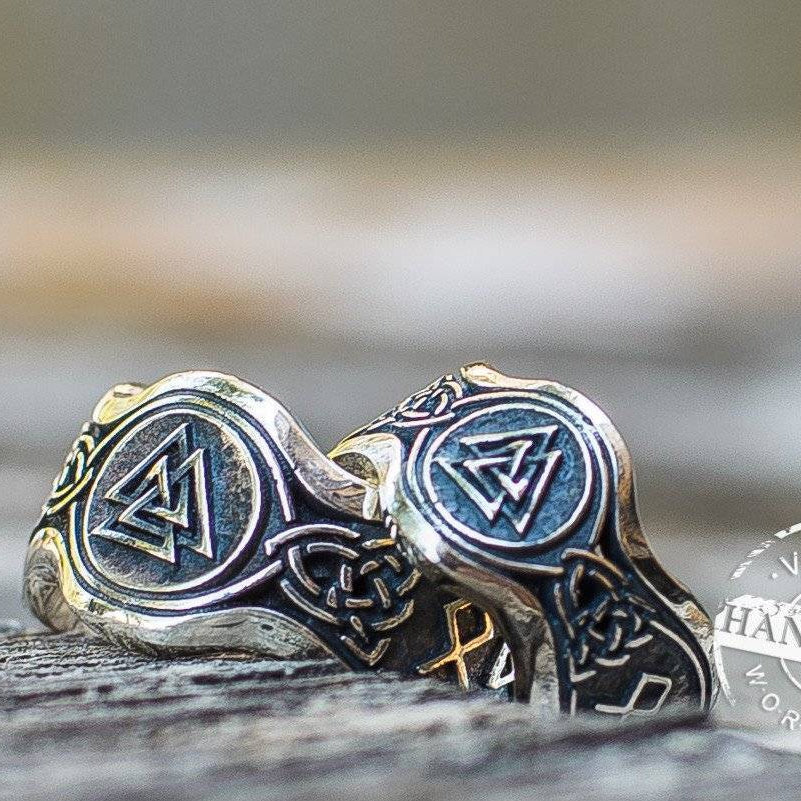 Valknut Ring With HAIL ODIN Runes - VikingsBrand