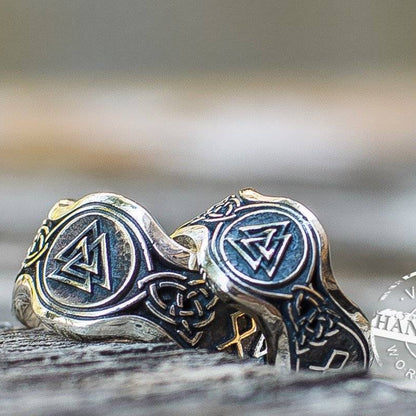 Valknut Ring With HAIL ODIN Runes - VikingsBrand