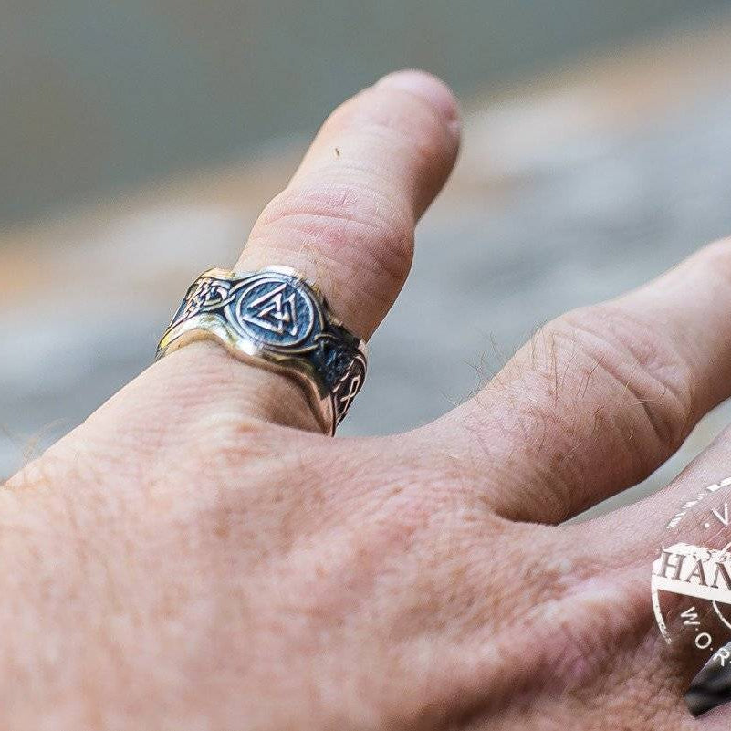 Valknut Ring With HAIL ODIN Runes - VikingsBrand