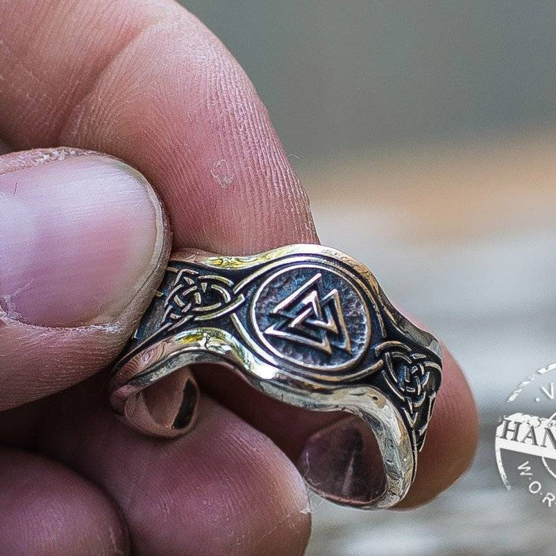 Valknut Ring With HAIL ODIN Runes - VikingsBrand