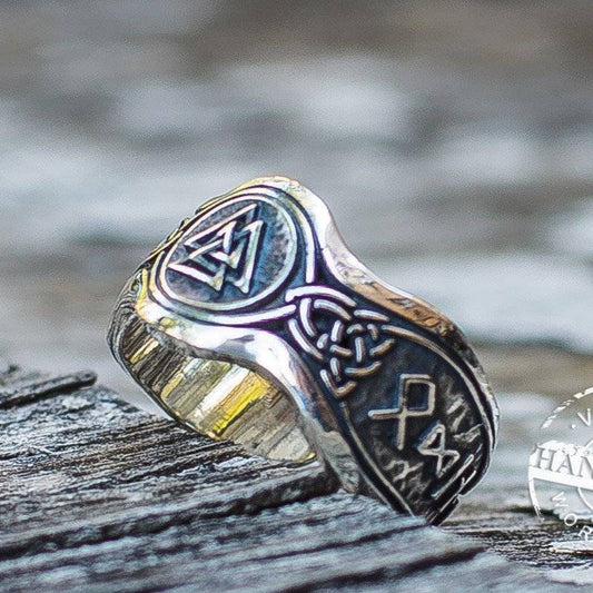 Valknut Ring With HAIL ODIN Runes - VikingsBrand