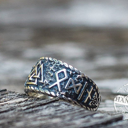 Valknut Ring with Hail Odin Runes VER 2 - VikingsBrand