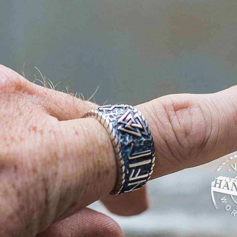 Valknut Ring with Hail Odin Runes VER 2 - VikingsBrand