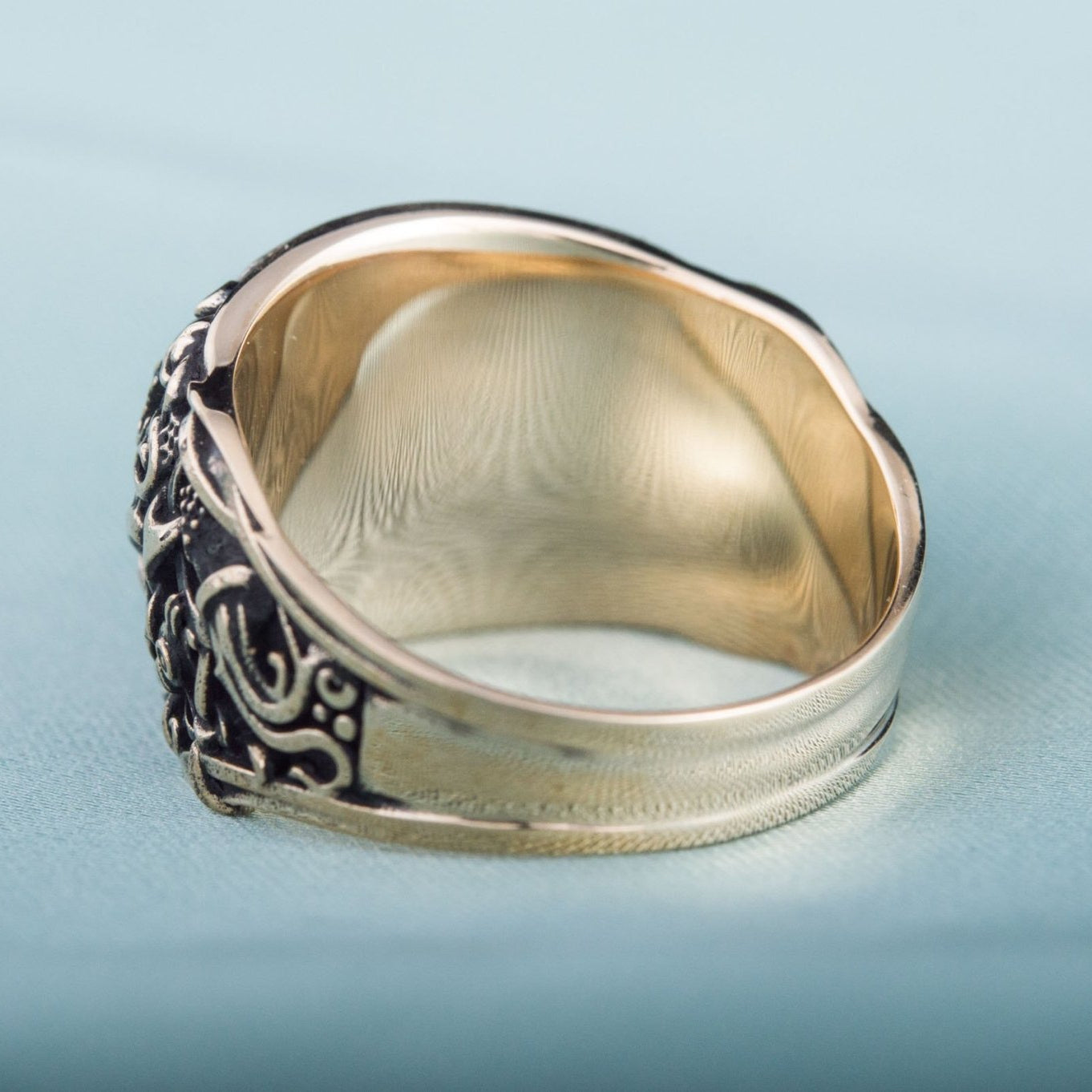 Valknut Ring with Mammen Ornament Handcrafted Bronze Viking Ring