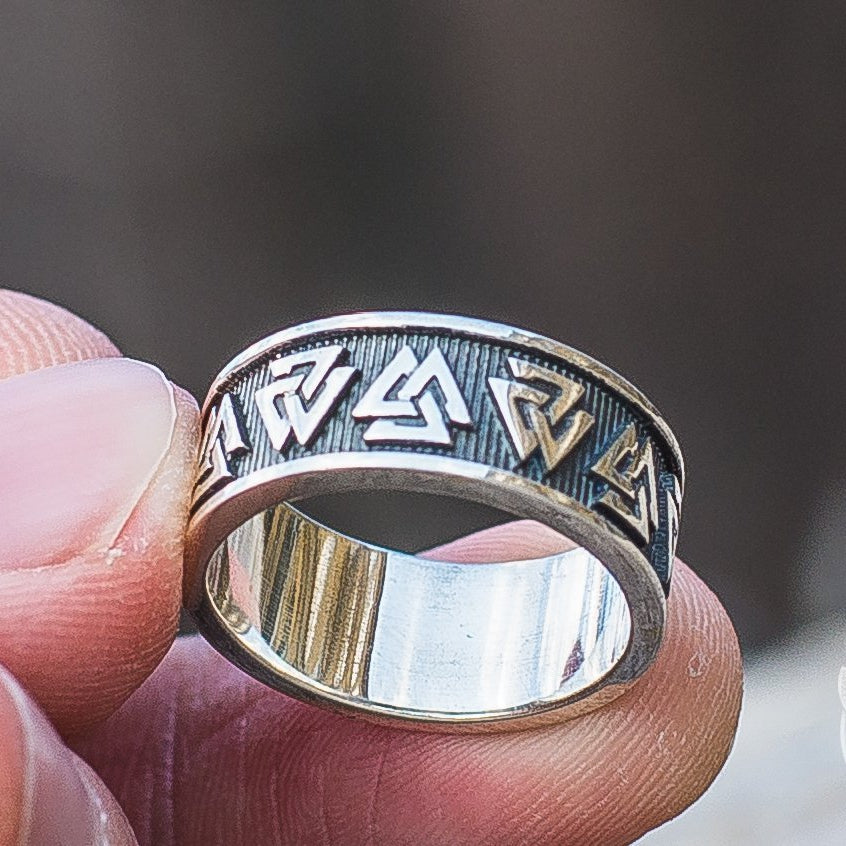 Valknut Symbol 925 Sterling Silver Viking Ring - VikingsBrand