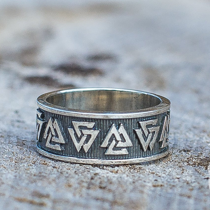 Valknut Symbol 925 Sterling Silver Viking Ring - VikingsBrand