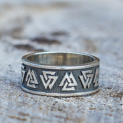 Valknut Symbol 925 Sterling Silver Viking Ring - VikingsBrand