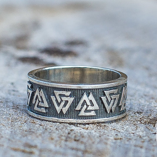 Valknut Symbol 925 Sterling Silver Viking Ring - VikingsBrand