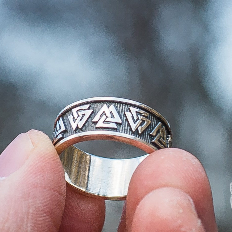 Valknut Symbol 925 Sterling Silver Viking Ring - VikingsBrand