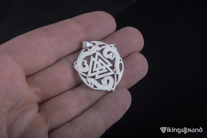 Valknut Viking Symbol Pendant with Ornament Sterling Silver Norse Jewelry