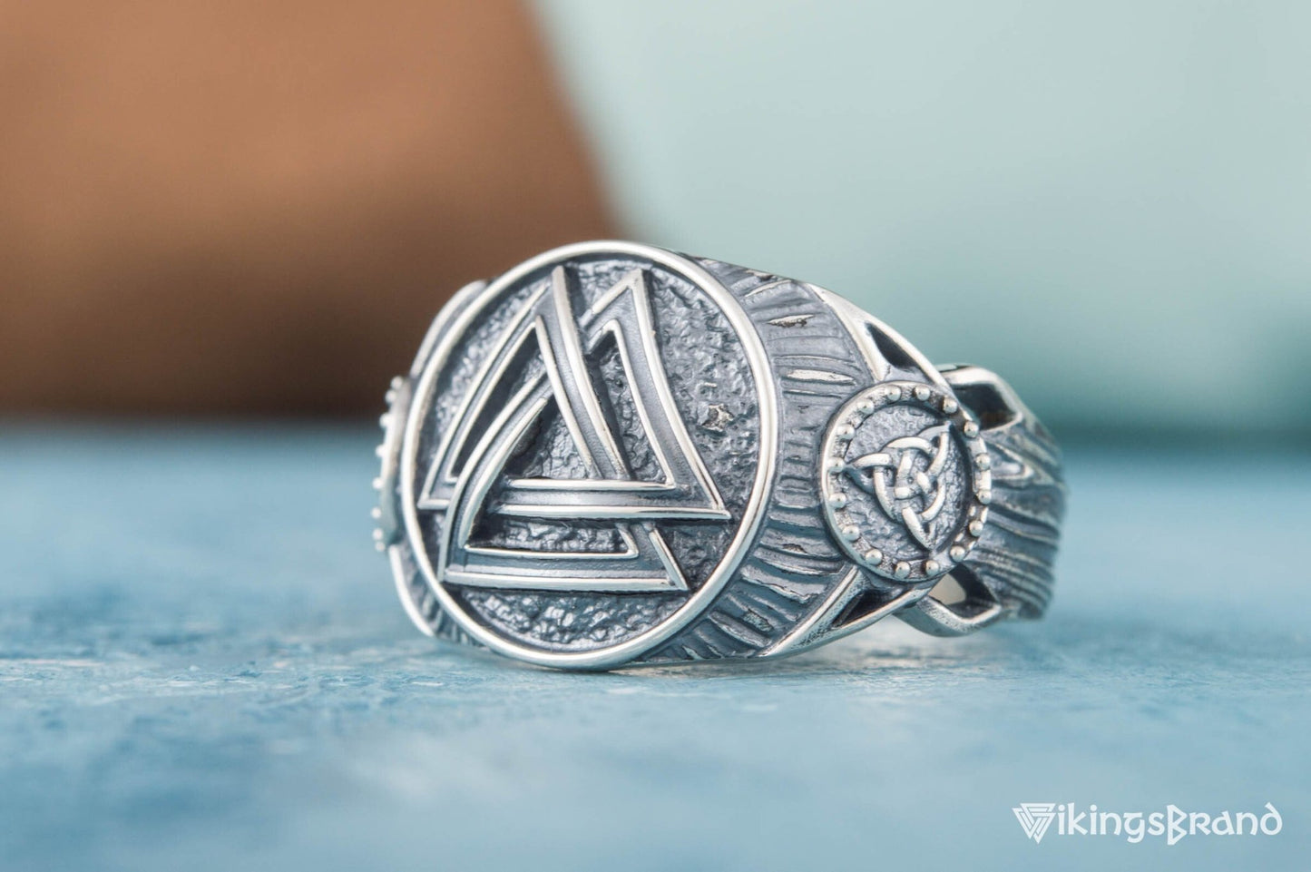 Valknut Viking Symbol Ring Sterling Silver Handmade Viking Jewelry