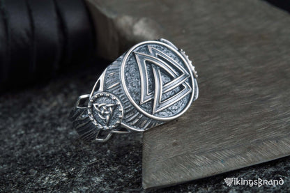 Valknut Viking Symbol Ring Sterling Silver Handmade Viking Jewelry