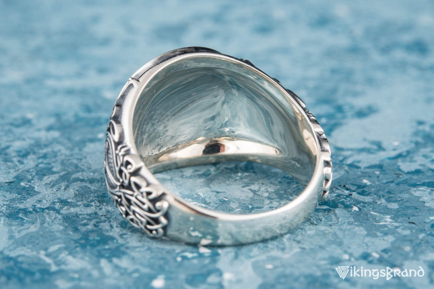 Valknut Viking Symbol Ring with Viking Style Ornament Sterling Silver Jewelry
