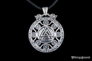 Durchbrochener Valknut-Anhänger mit Runen aus 925er Silber