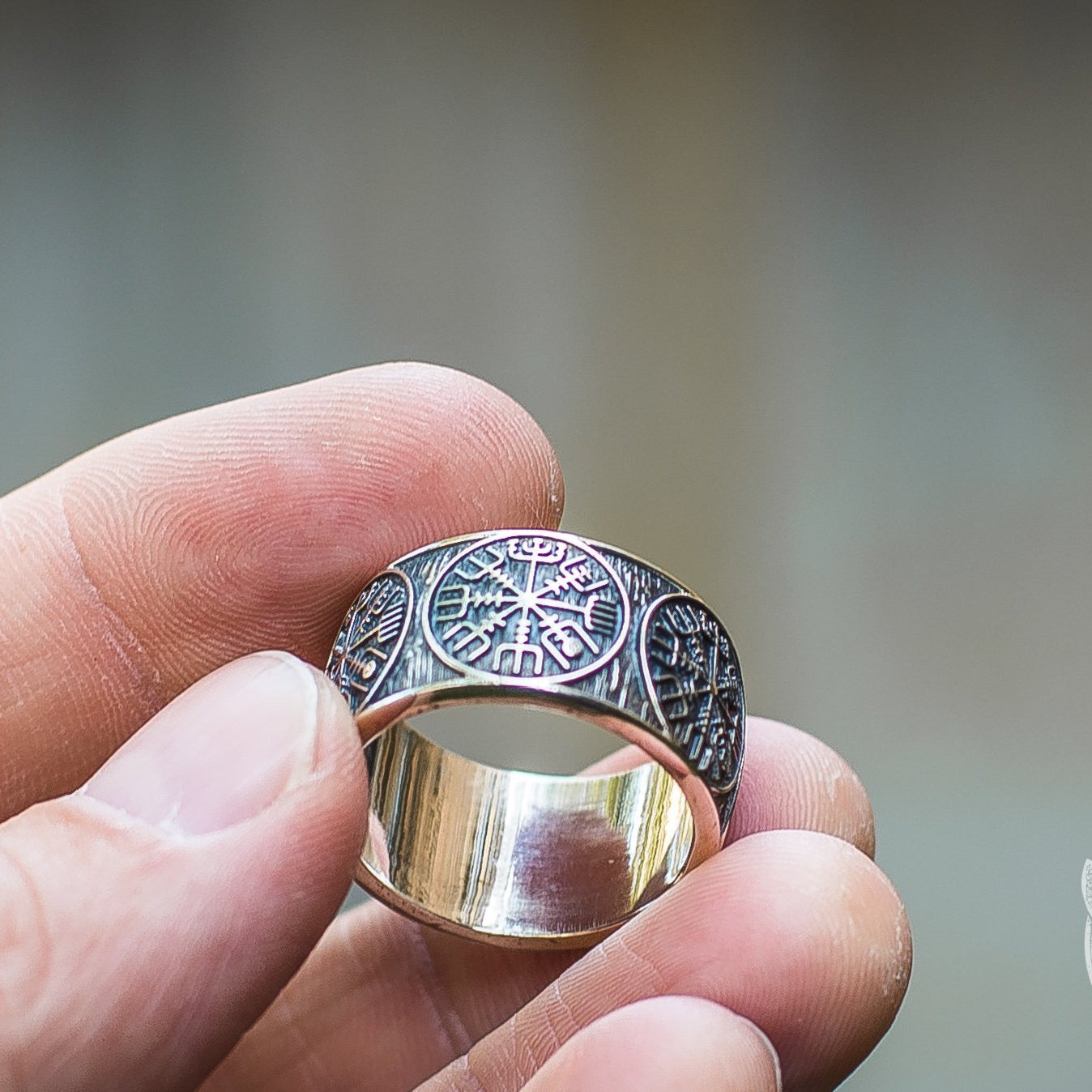 Vegvisir Runic 925 Sterling Silver Norse Ring - VikingsBrand