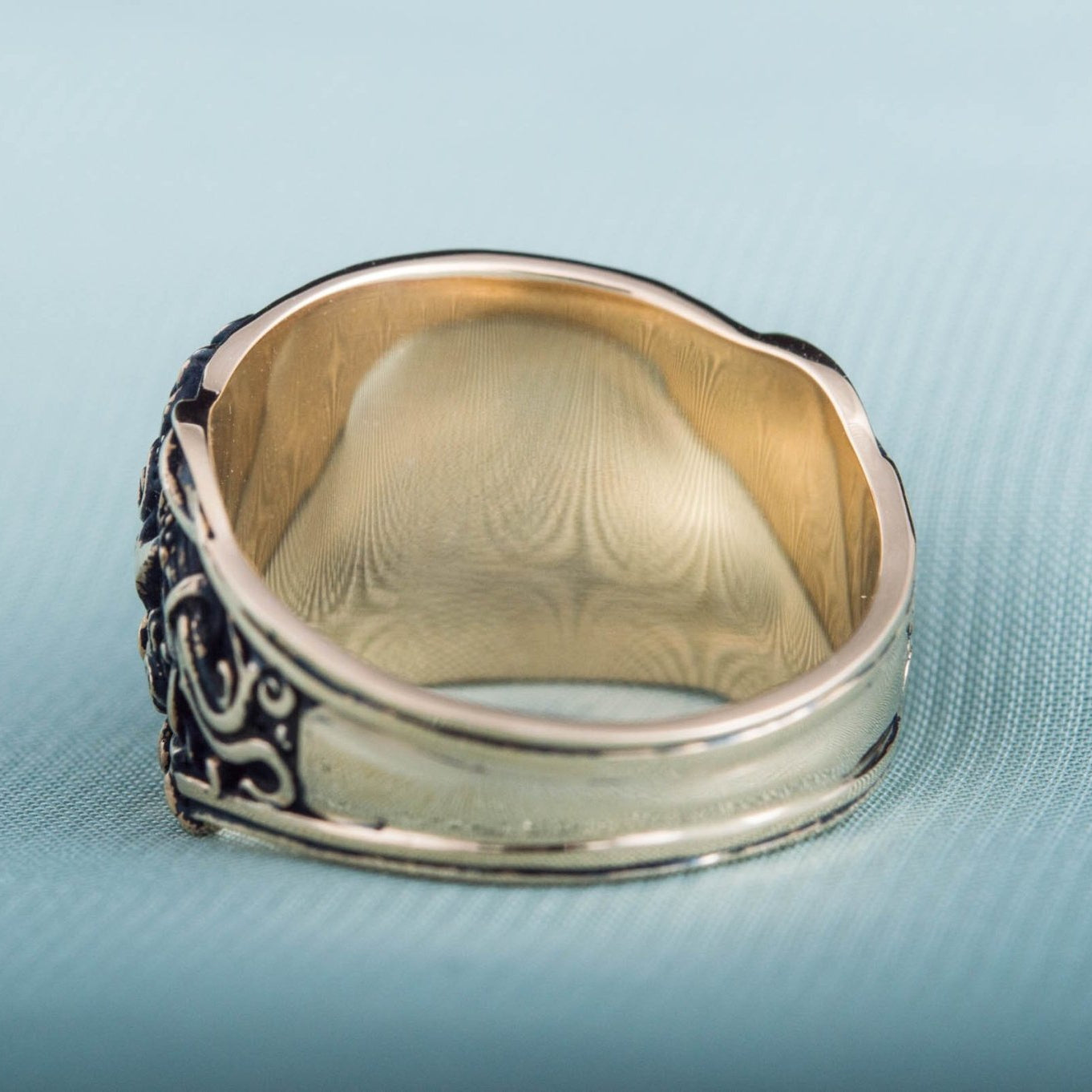 Vegvisir Symbol with Mammen Style Handcrafted Bronze Viking Ring
