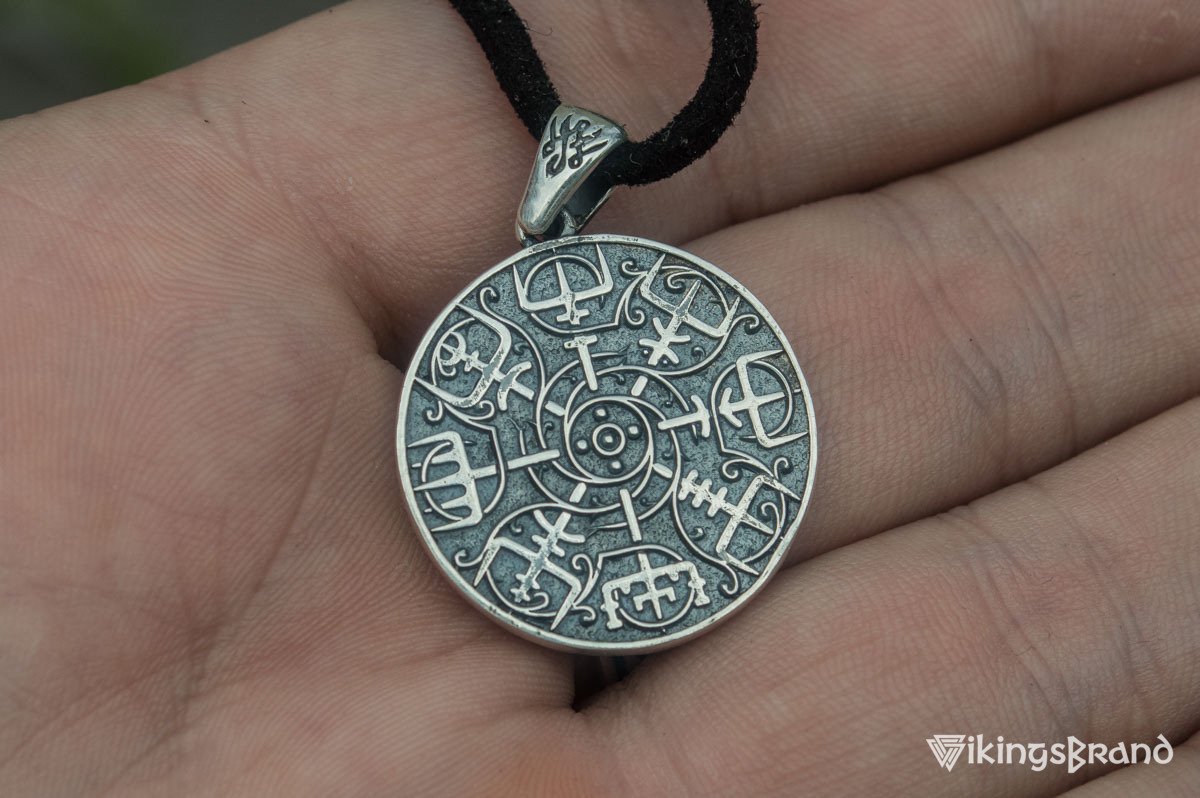 Vegvisir Viking Symbol Pendant Sterling Silver Norse Jewelry