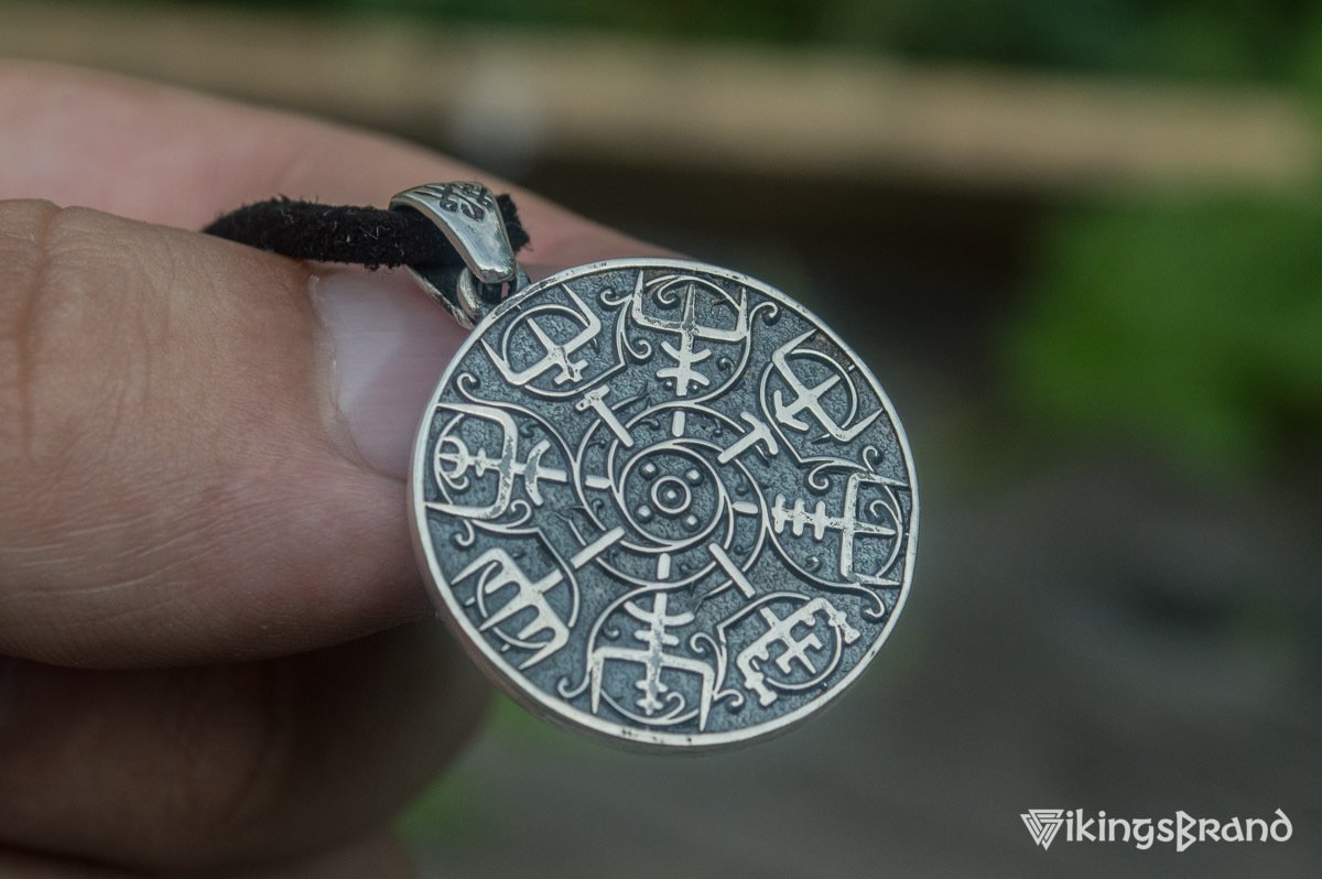 Vegvisir Viking Symbol Pendant Sterling Silver Norse Jewelry