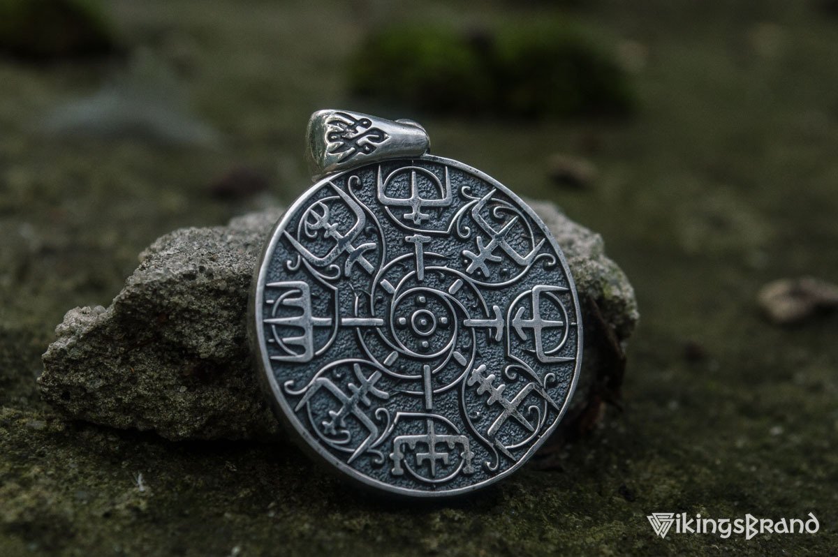 Vegvisir Viking Symbol Pendant Sterling Silver Norse Jewelry