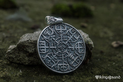Vegvisir Viking Symbol Pendant Sterling Silver Norse Jewelry