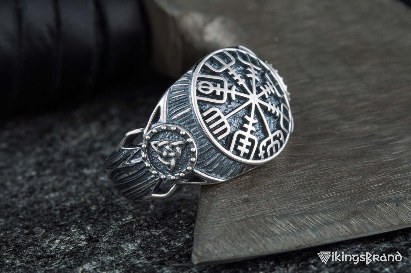 Vegvisir Viking Symbol Ring Sterling Silver Handmade Viking Jewelry