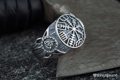 Vegvisir Viking Symbol Ring Sterling Silver Handmade Viking Jewelry