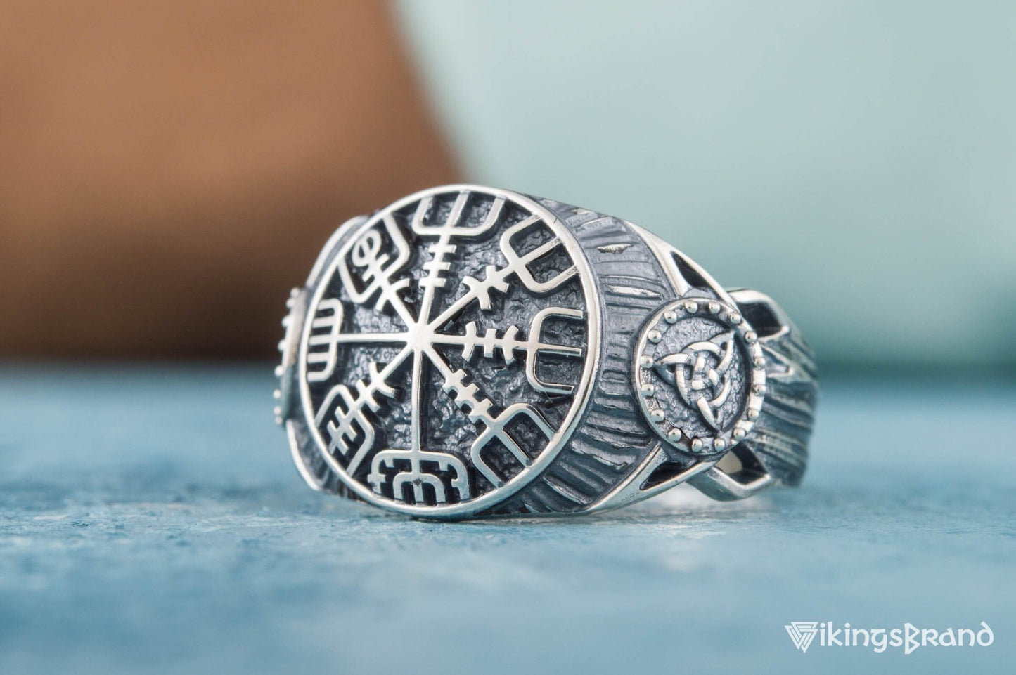 Vegvisir Viking Symbol Ring Sterling Silver Handmade Viking Jewelry