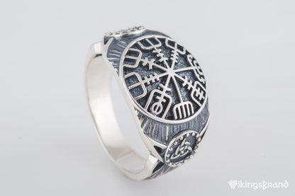 Vegvisir Viking Symbol Ring Sterling Silver Handmade Viking Jewelry