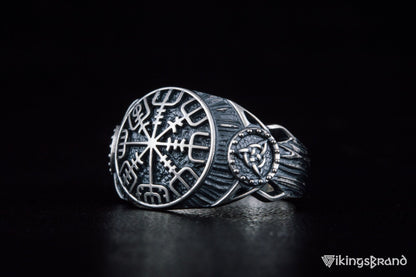 Vegvisir Viking Symbol Ring Sterling Silver Handmade Viking Jewelry