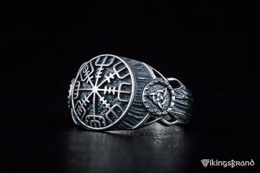 Vegvisir Viking Symbol Ring Sterling Silver Handmade Viking Jewelry