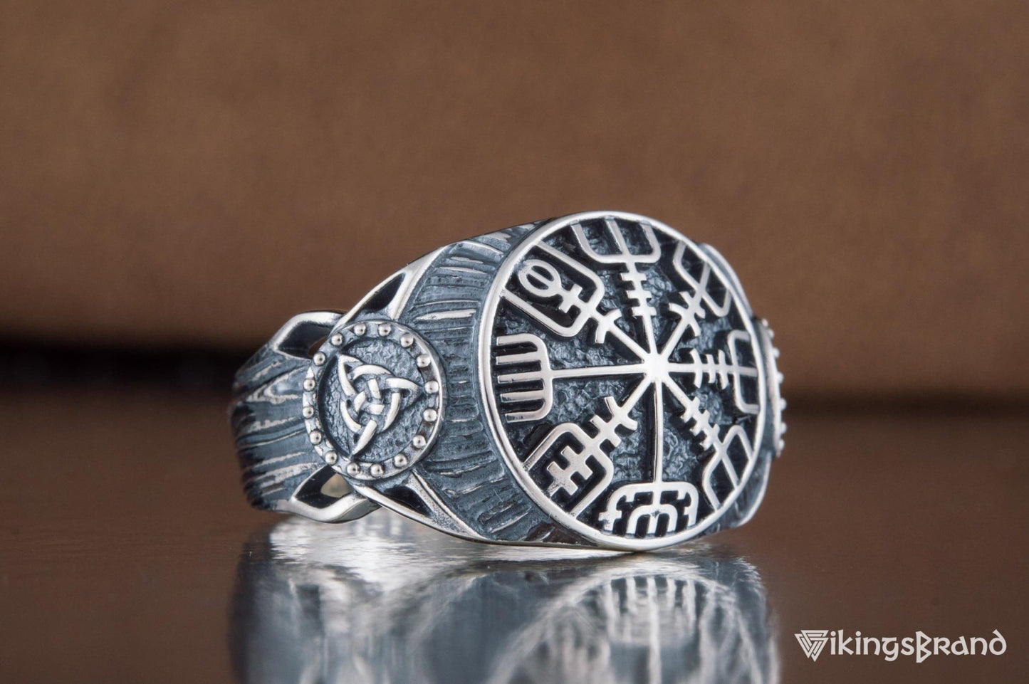 Vegvisir Viking Symbol Ring Sterling Silver Handmade Viking Jewelry